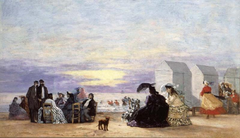 Eugene Boudin Beach Scene at Sunse